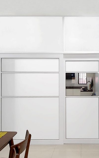 gw01-Aluminium Suspended Sliding Door Silent White Kitchen Dining Divider Opaque Extension 1-2